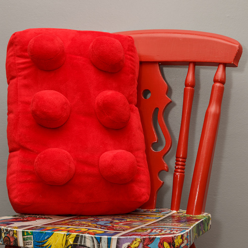 lego cushion red on chair